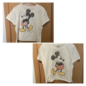 Disney Mickey Mouse cropped Tshirt with raw edge.  Very cute Juniors XL